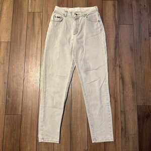 Vintage women's Lee riveted high waisted green cream straight leg jeans 30 x 30